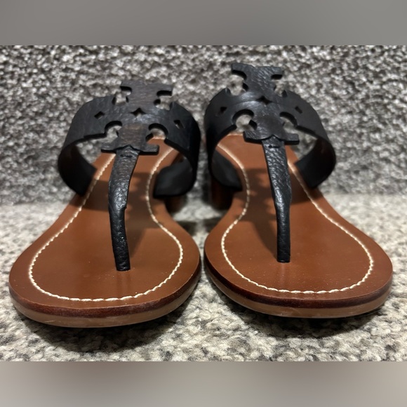 NEW Tory Burch Moore Black Leather Heeled Sandals - Picture 9 of 14